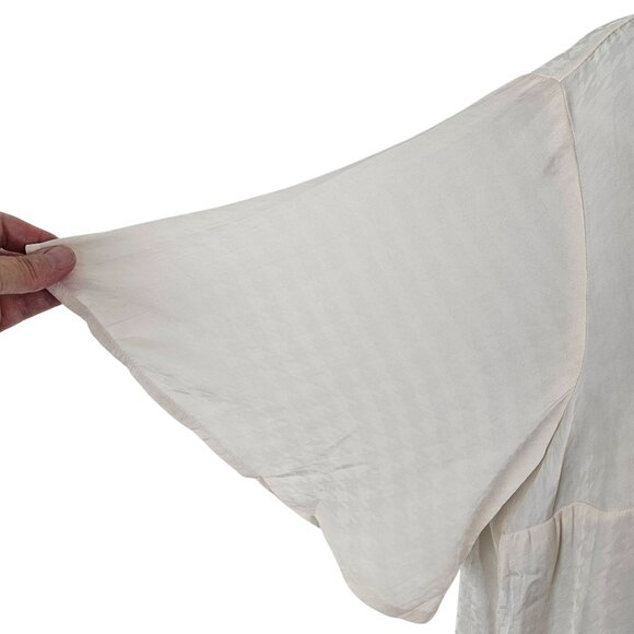 A New Day Women's Sheer Houndstooth Blouse Size Large Cream Casual Career Work - Picture 4 of 9